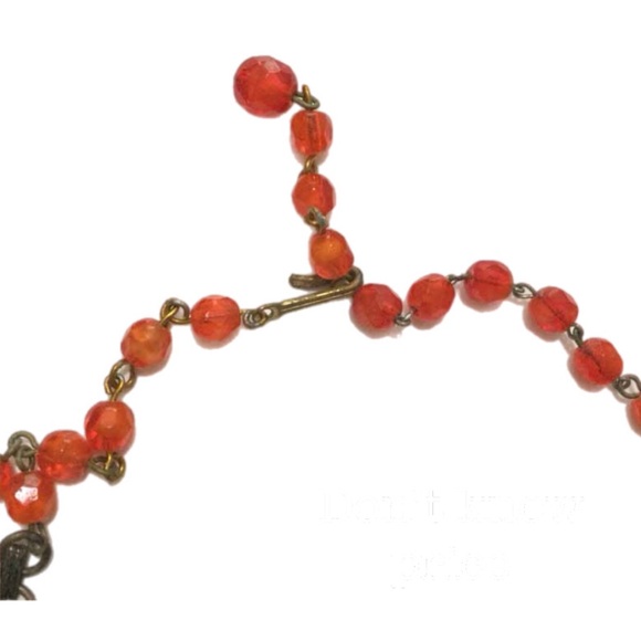 Orange/Red Fancy Necklace and Earrings - Picture 4 of 6